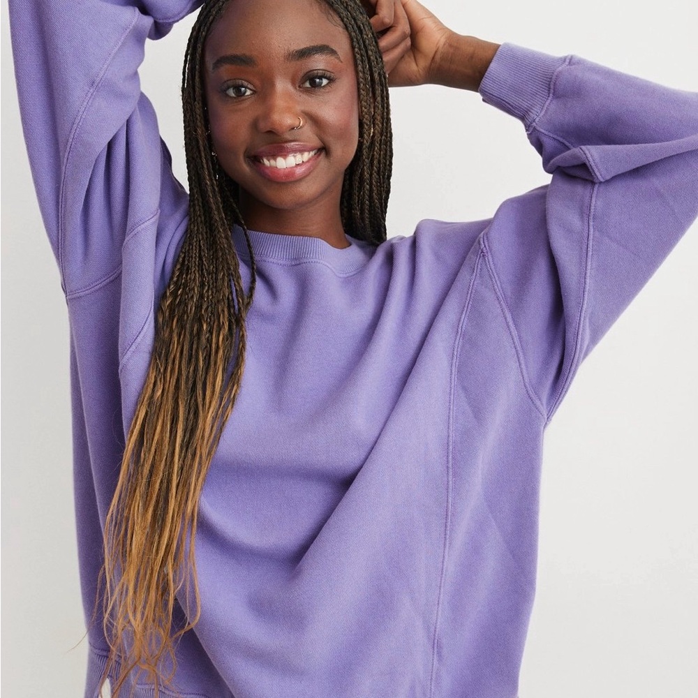 purple Aerie the chill crew sweatshirt